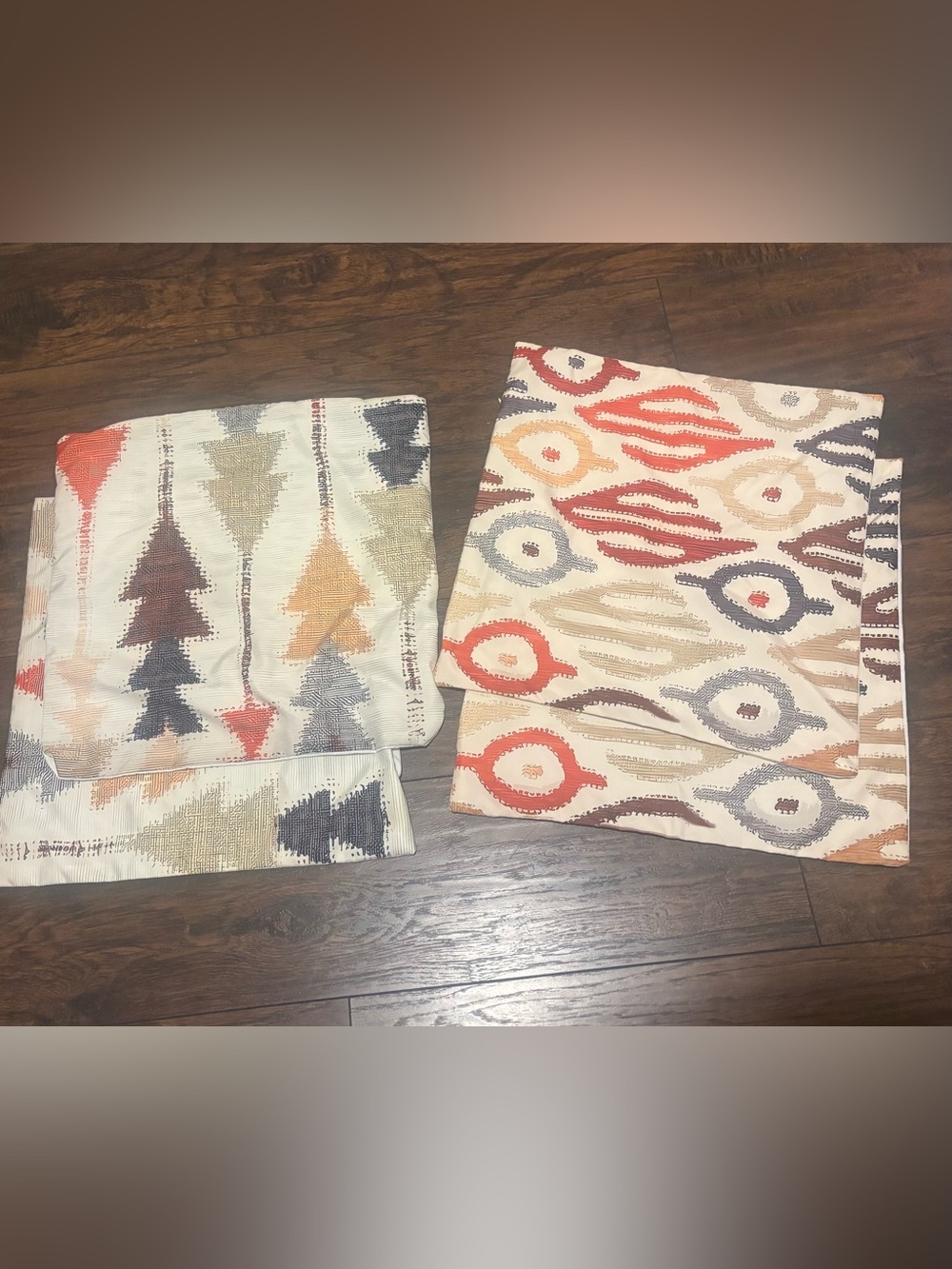 Set of 4 Southwest Boho Ikat Throw Pillow Covers Terracotta Orange Gray Set